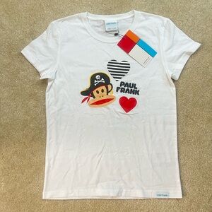 Paul Frank White Tee with Pirate and Heart Graphics
